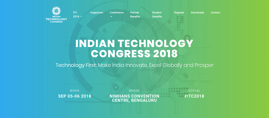 Screenshot of the homepage of Indian Tech Congress website